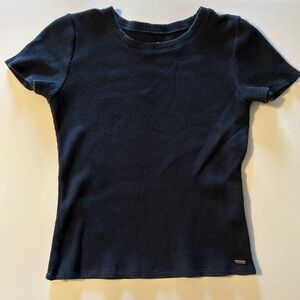 Hollister California Black Ribbed Slim Tee Size Medium